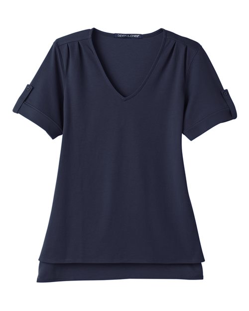 Devon & Jones DG20WB Women's CrownLux Performance® Plaited Rolled Sleeve Shirt - Navy