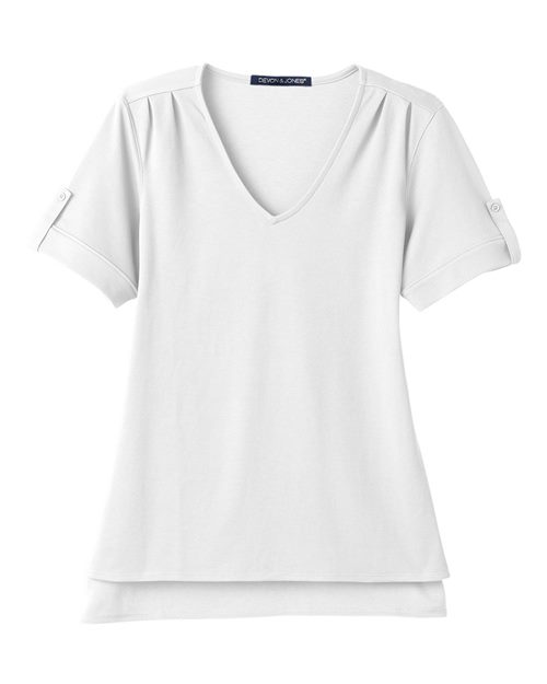 Load image into Gallery viewer, Devon &amp; Jones DG20WB Women's CrownLux Performance® Plaited Rolled Sleeve Shirt - White
