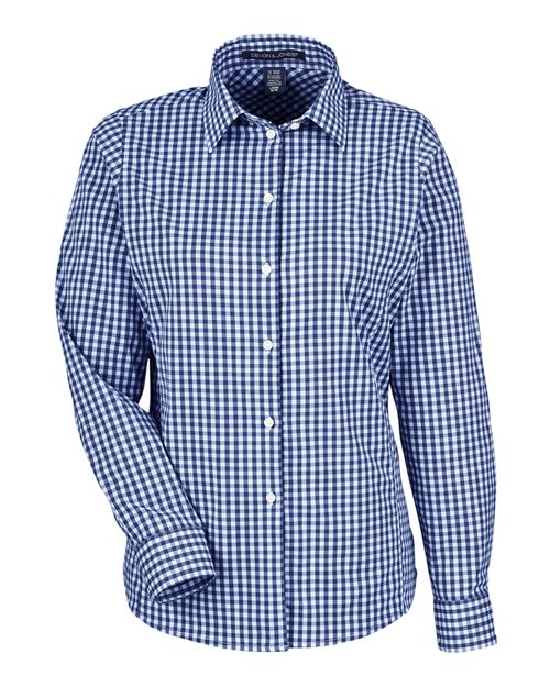 Devon & Jones DG536W Women's CrownLux Performance® Gingham Dress Shirt - Navy/ White