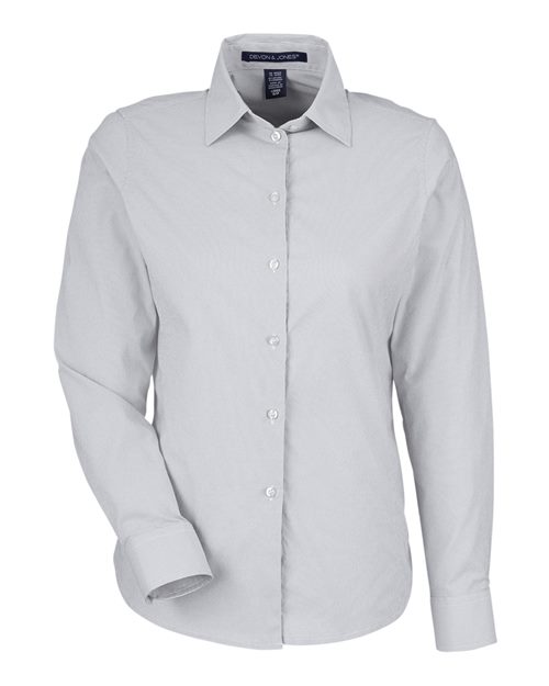 Devon & Jones DG537W Women's CrownLux Performance® Microstripe Dress Shirt - Graphite/ White