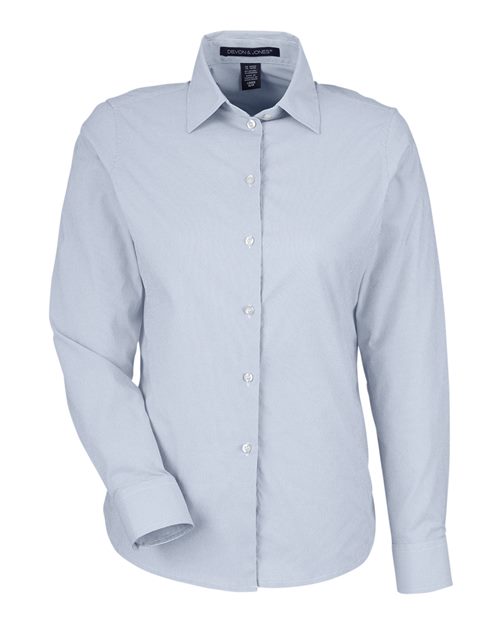 Devon & Jones DG537W Women's CrownLux Performance® Microstripe Dress Shirt - Navy/ White