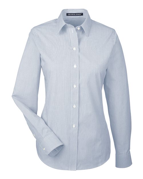 Devon & Jones DG534W Women's Crown Collection® Striped Woven Dress Shirt - Navy/ White