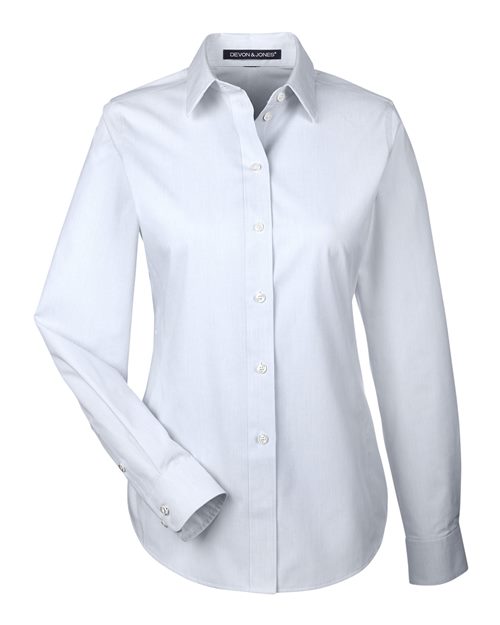 Load image into Gallery viewer, Devon &amp; Jones DG534W Women's Crown Collection® Striped Woven Dress Shirt - Silver/ White
