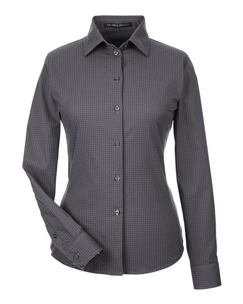 Load image into Gallery viewer, Devon &amp; Jones DG535W Women's CrownLux Performance® Tonal Mini Check Woven Dress Shirt - Carbon

