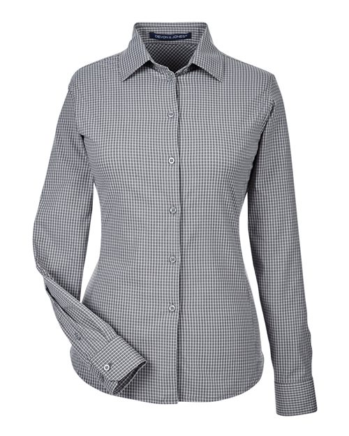 Devon & Jones DG535W Women's CrownLux Performance® Tonal Mini Check Woven Dress Shirt - Graphite