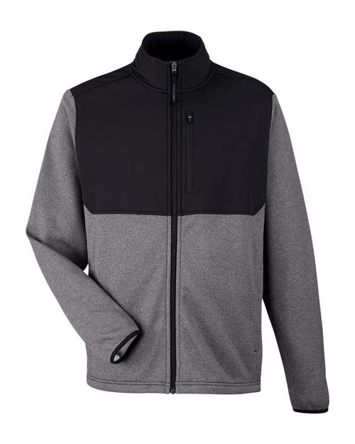 Load image into Gallery viewer, CORE365 CE74 Men's Venture Heathered Stripe Hybrid Jacket - Black/ White
