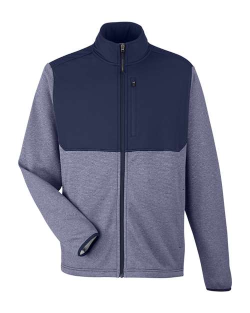CORE365 CE74 Men's Venture Heathered Stripe Hybrid Jacket - Classic Navy/ White
