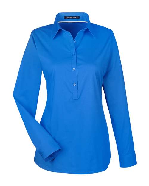 Devon & Jones DP610W Women's Perfect Fit™ Half-Placket Tunic Dress Shirt - French Blue