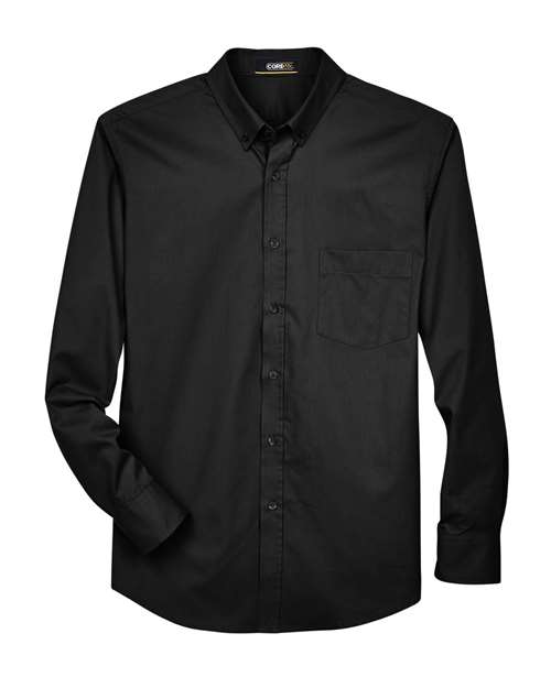 CORE365 88193T Men's Tall Operate Twill Dress Shirt - Black