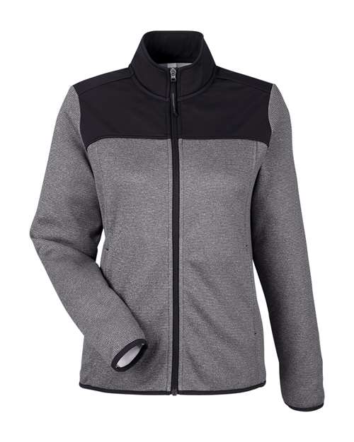 CORE365 CE74W Women's Venture Heathered Stripe Hybrid Jacket - Black/ White