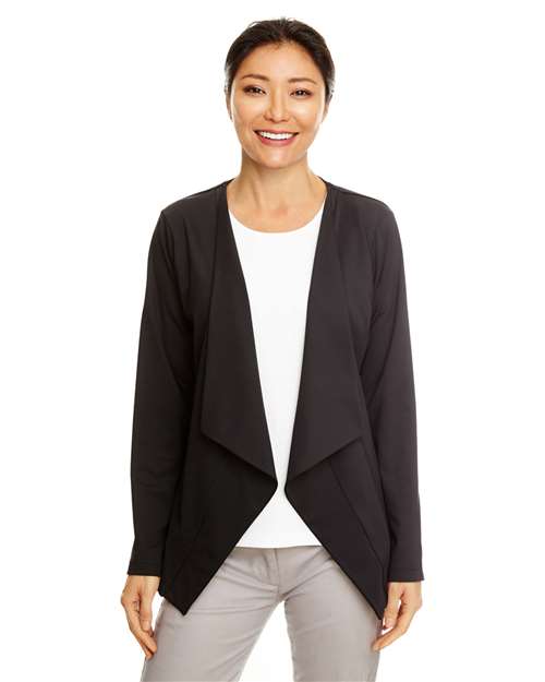 Devon & Jones DP465W Women's Perfect Fit™ Draped Open Cardigan Blazer - Black