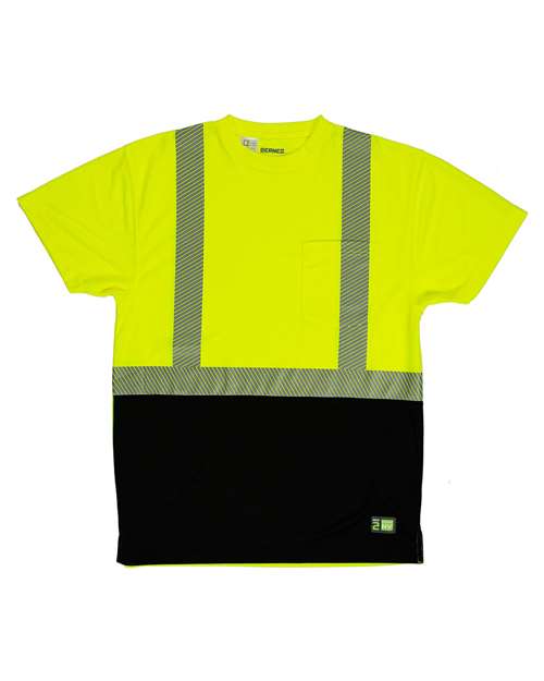 Berne Apparel HVK017 Men's Hi-Vis Class 2 Color Blocked Pocket T-Shirt - Hi Vis Yellow