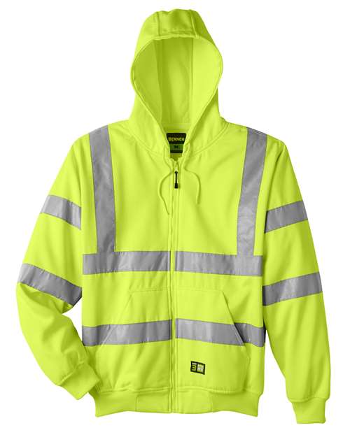Berne Apparel HVF021 Men's Berne Hi-Vis Class 3 Lined Hooded Sweatshirt - Yellow
