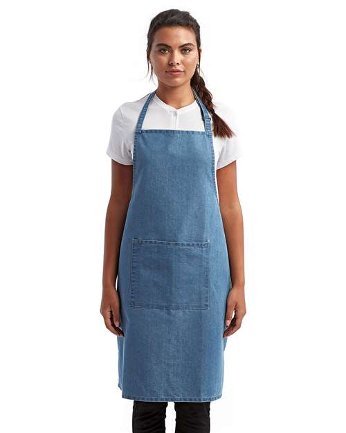 Artisan Collection by Reprime RP154 Recycled Pocket Bib Apron - Denim Blue