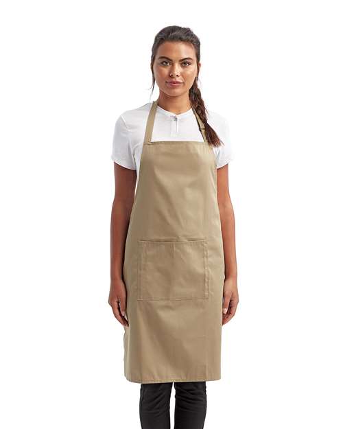 Artisan Collection by Reprime RP154 Recycled Pocket Bib Apron - Khaki