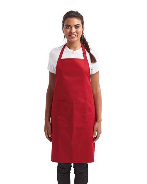 Artisan Collection by Reprime RP154 Recycled Pocket Bib Apron - Red