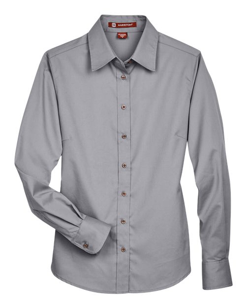 Harriton M500W Women's Easy Blend™ Twill Dress Shirt with Stain-Release - Dark Grey