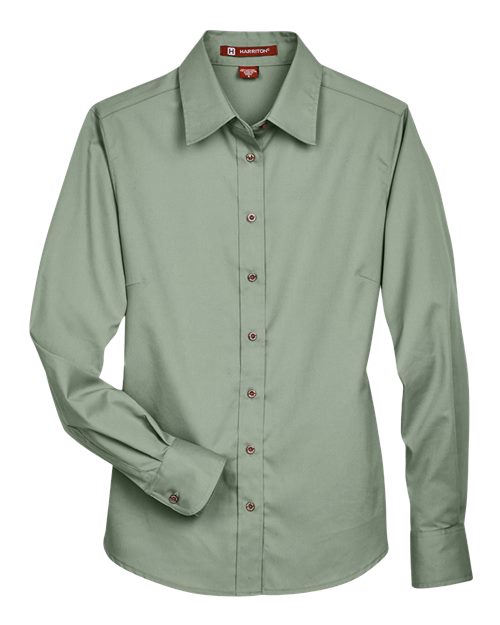 Harriton M500W Women's Easy Blend™ Twill Dress Shirt with Stain-Release - Dill