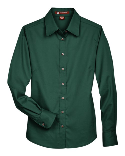 Harriton M500W Women's Easy Blend™ Twill Dress Shirt with Stain-Release - Hunter