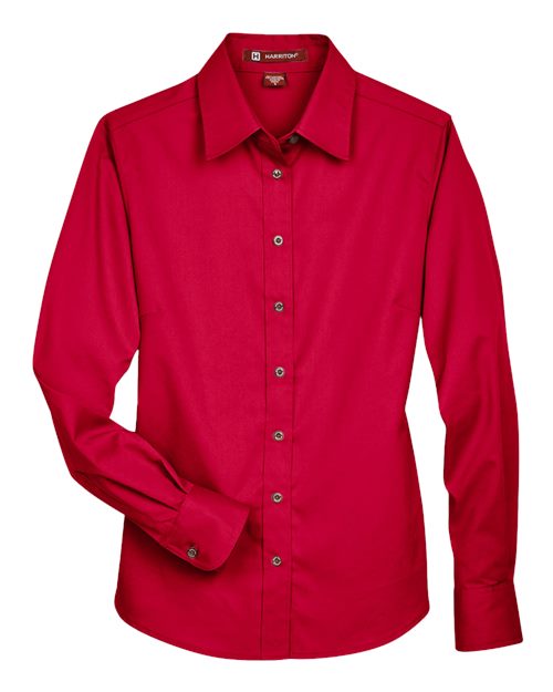Harriton M500W Women's Easy Blend™ Twill Dress Shirt with Stain-Release - Red