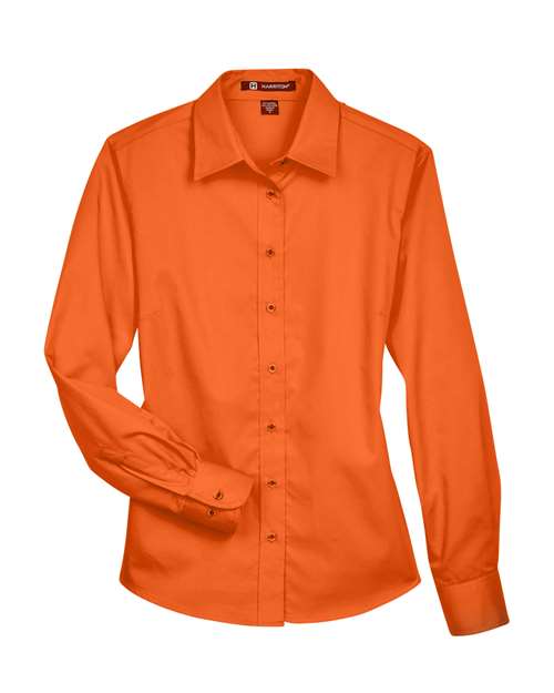 Load image into Gallery viewer, Harriton M500W Women's Easy Blend™ Twill Dress Shirt with Stain-Release - Team Orange
