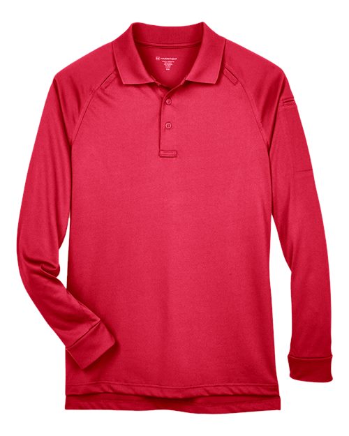 Harriton M211L Men's Advantage Long Sleeve Tactical Polo - Red