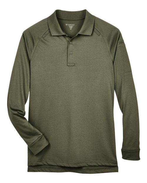 Harriton M211L Men's Advantage Long Sleeve Tactical Polo - Tactical Green