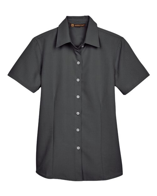 Load image into Gallery viewer, Harriton M560W Women's Barbados Textured Camp Shirt - Black
