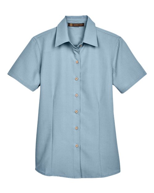 Harriton M560W Women's Barbados Textured Camp Shirt - Cloud Blue
