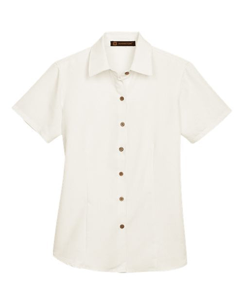 Load image into Gallery viewer, Harriton M560W Women's Barbados Textured Camp Shirt - Cream
