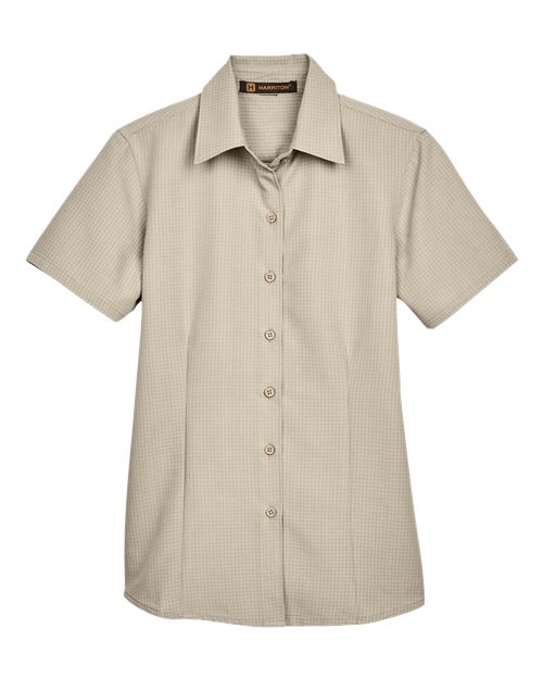 Harriton M560W Women's Barbados Textured Camp Shirt - Khaki