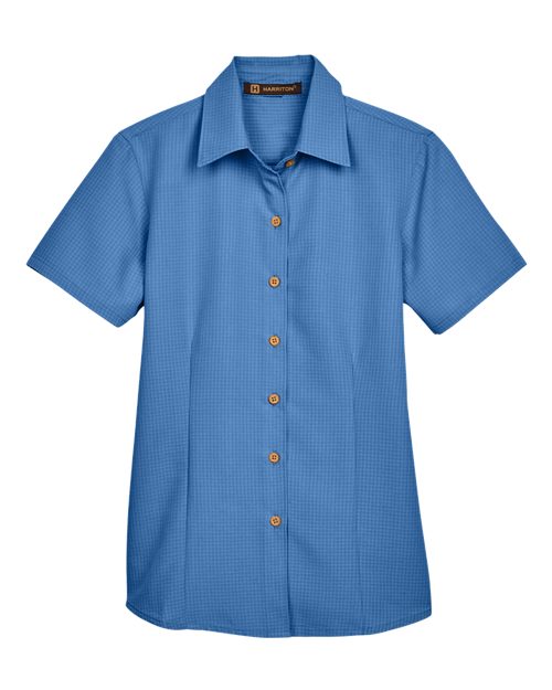 Harriton M560W Women's Barbados Textured Camp Shirt - Pool Blue