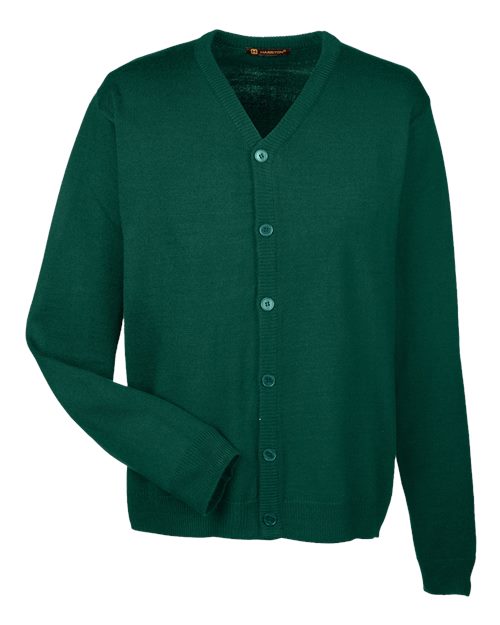 Load image into Gallery viewer, Harriton M425 Men's Pilbloc™ V-Neck Button Cardigan Sweater - Hunter
