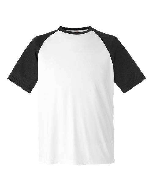 Team 365 TT62 Unisex Zone Colorblock Raglan T-Shirt - White/ Black Heather