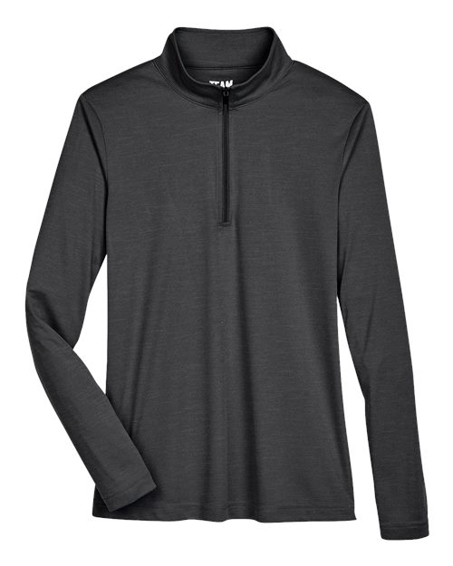 Team 365 TT31HW Women's Zone Sonic Heather Performance Quarter-Zip Pullover - Black Heather