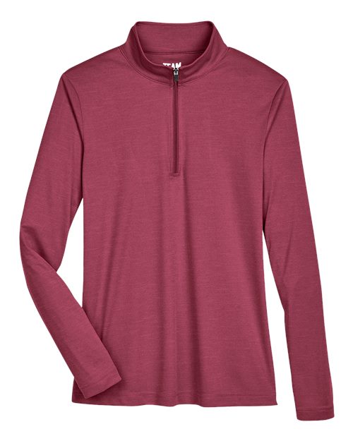 Team 365 TT31HW Women's Zone Sonic Heather Performance Quarter-Zip Pullover - Sport Maroon Heather