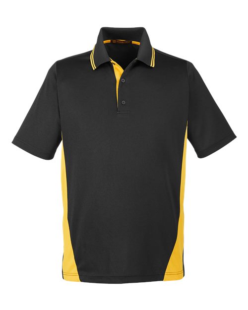 Harriton M386 Men's Flash Snag Protection Plus IL Colorblock Polo - Black/ Sunray Yellow