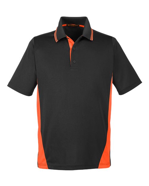 Load image into Gallery viewer, Harriton M386 Men's Flash Snag Protection Plus IL Colorblock Polo - Black/ Team Orange
