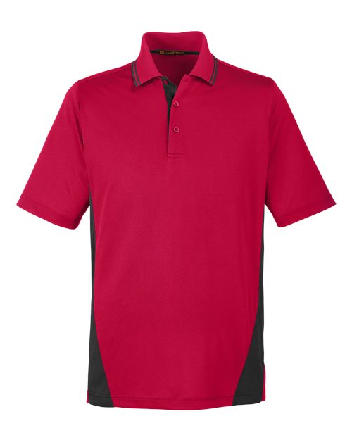 Harriton M386 Men's Flash Snag Protection Plus IL Colorblock Polo - Red/ Black