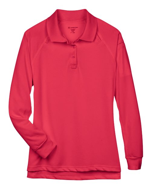 Harriton M211LW Women's Advantage Long Sleeve Tactical Polo - Red