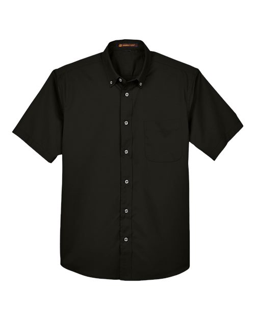 Harriton M500S Men's Easy Blend™ Twill Dress Shirt with Stain-Release - Black