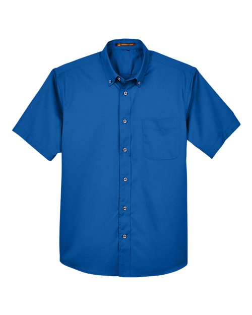 Harriton M500S Men's Easy Blend™ Twill Dress Shirt with Stain-Release - French Blue