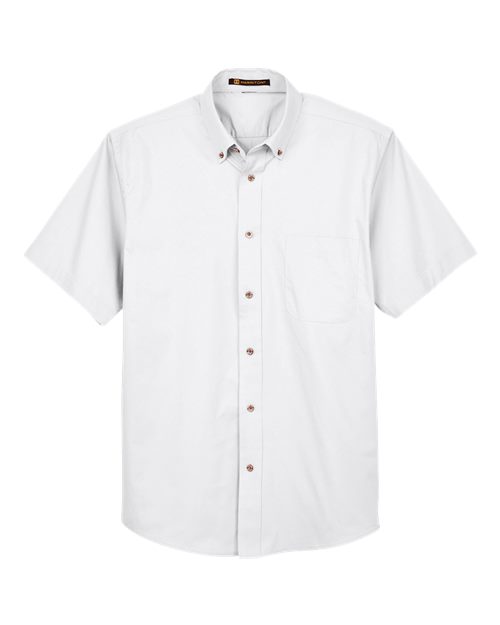 Harriton M500S Men's Easy Blend™ Twill Dress Shirt with Stain-Release - White