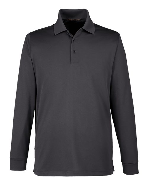 Harriton M348L Men's Advantage Snag Protection Plus IL Long Sleeve Polo - Dark Charcoal
