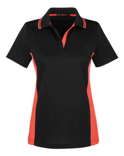 Load image into Gallery viewer, Harriton M386W Women's Flash Snag Protection Plus IL Colorblock Polo - Black/ Team Orange
