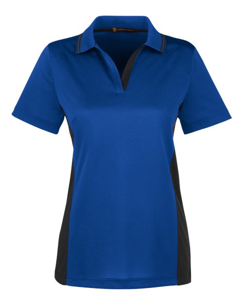 Harriton M386W Women's Flash Snag Protection Plus IL Colorblock Polo - True Royal/ Black