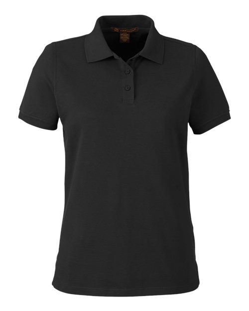 Harriton M205W Women's Valiant Cotton Snag Protect Polo - Black