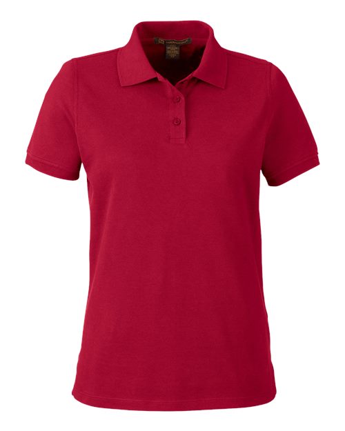 Harriton M205W Women's Valiant Cotton Snag Protect Polo - Red