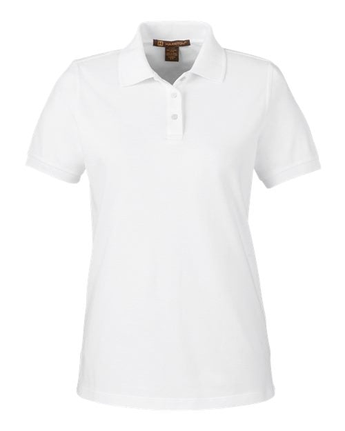Harriton M205W Women's Valiant Cotton Snag Protect Polo - White