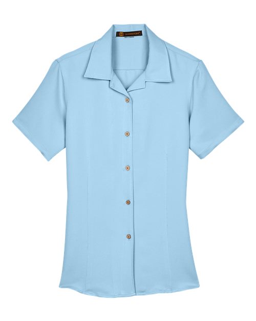 Harriton M570W Women's Bahama Cord Camp Shirt - Cloud Blue